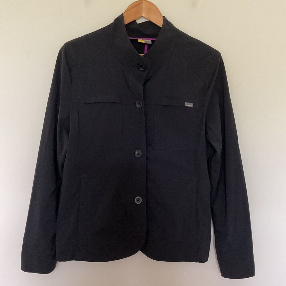 Eddie Bauer Travex Voyager Jacket Womens 14 Black gorpcore Lightweight Outdoor